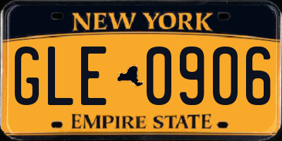 NY license plate GLE0906