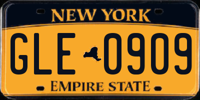 NY license plate GLE0909