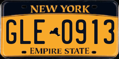 NY license plate GLE0913