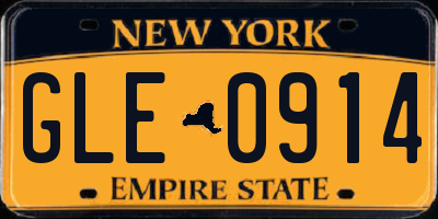 NY license plate GLE0914