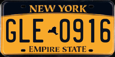 NY license plate GLE0916