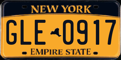 NY license plate GLE0917
