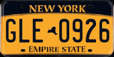 NY license plate GLE0926
