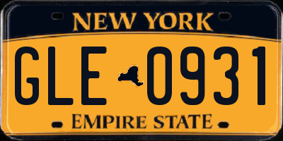 NY license plate GLE0931