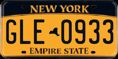 NY license plate GLE0933