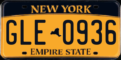 NY license plate GLE0936