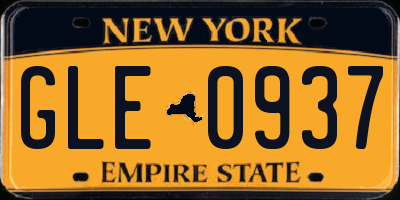 NY license plate GLE0937
