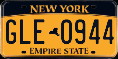 NY license plate GLE0944