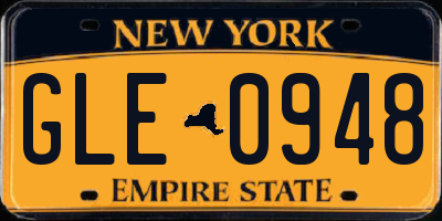 NY license plate GLE0948