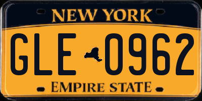 NY license plate GLE0962