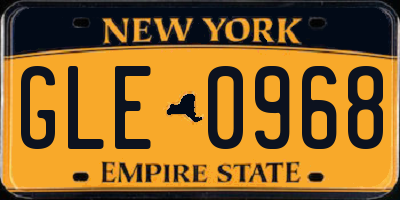 NY license plate GLE0968