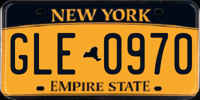 NY license plate GLE0970