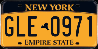 NY license plate GLE0971