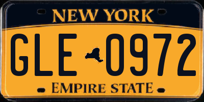NY license plate GLE0972