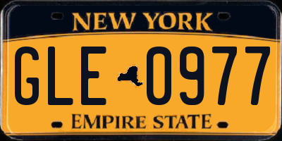 NY license plate GLE0977