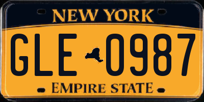 NY license plate GLE0987