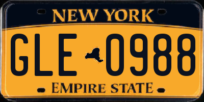 NY license plate GLE0988