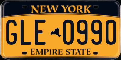 NY license plate GLE0990
