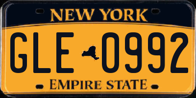 NY license plate GLE0992