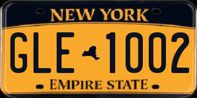 NY license plate GLE1002