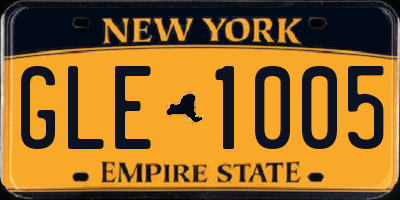 NY license plate GLE1005