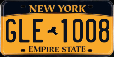 NY license plate GLE1008