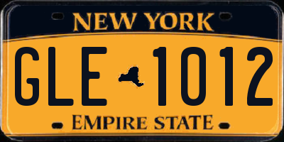 NY license plate GLE1012