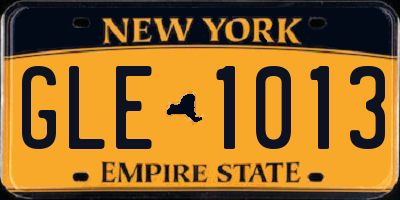 NY license plate GLE1013