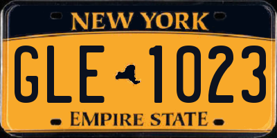 NY license plate GLE1023