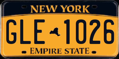 NY license plate GLE1026