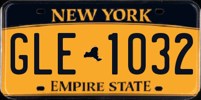 NY license plate GLE1032