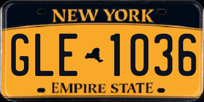 NY license plate GLE1036