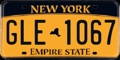 NY license plate GLE1067