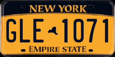 NY license plate GLE1071