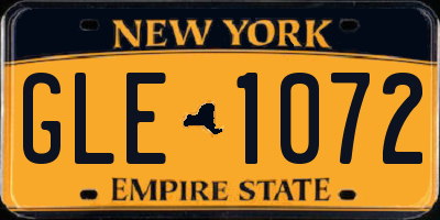 NY license plate GLE1072
