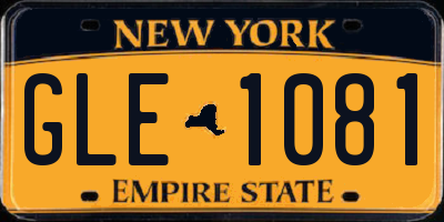 NY license plate GLE1081