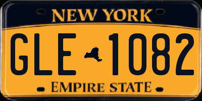 NY license plate GLE1082