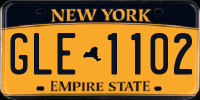 NY license plate GLE1102