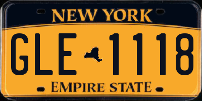 NY license plate GLE1118