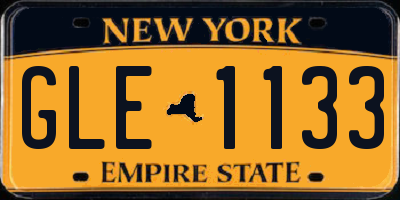 NY license plate GLE1133