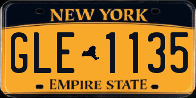 NY license plate GLE1135