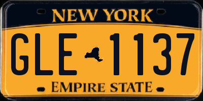 NY license plate GLE1137