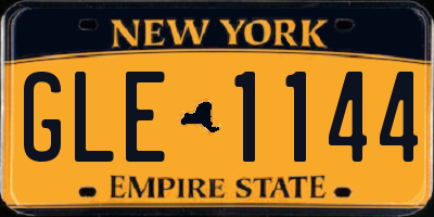 NY license plate GLE1144