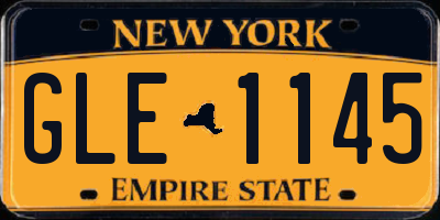 NY license plate GLE1145