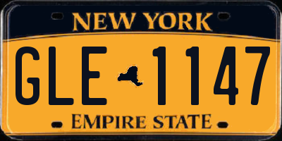 NY license plate GLE1147