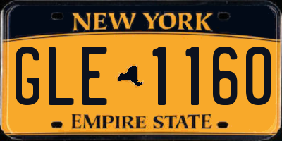 NY license plate GLE1160