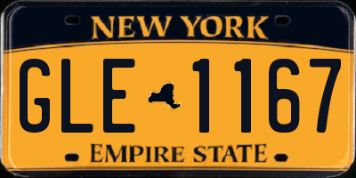 NY license plate GLE1167