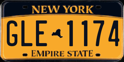 NY license plate GLE1174