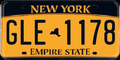 NY license plate GLE1178