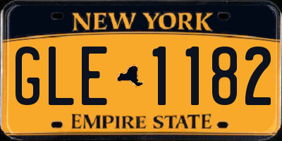 NY license plate GLE1182